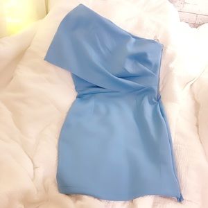 NWT ASOS blue one shoulder mini dress, sz US 8
